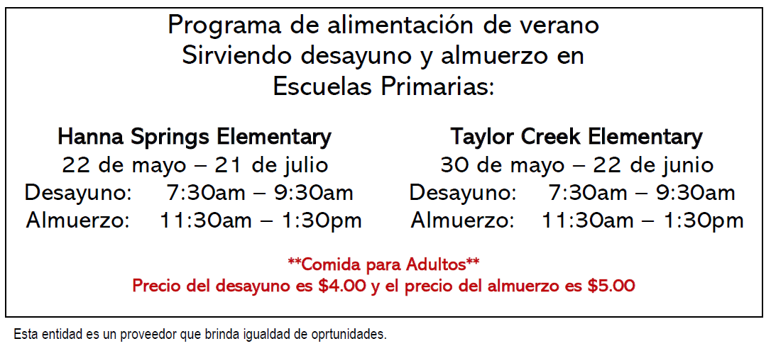 Nuestro Programa de Servicios de Alimentos de Verano